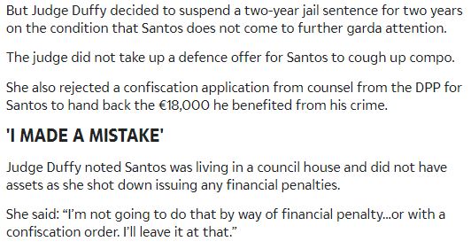 Amazing stuff here from Judge Elva Duffy. No jail for 🇧🇷 brothel keeper. Judge tells him he doesn't have to pay compensation, he doesnt even have to pay back the money he made illegaly, 'i'll leave it at that' she says. What a country #HowIrelandWorks #Ireland4all #IrelandisFull