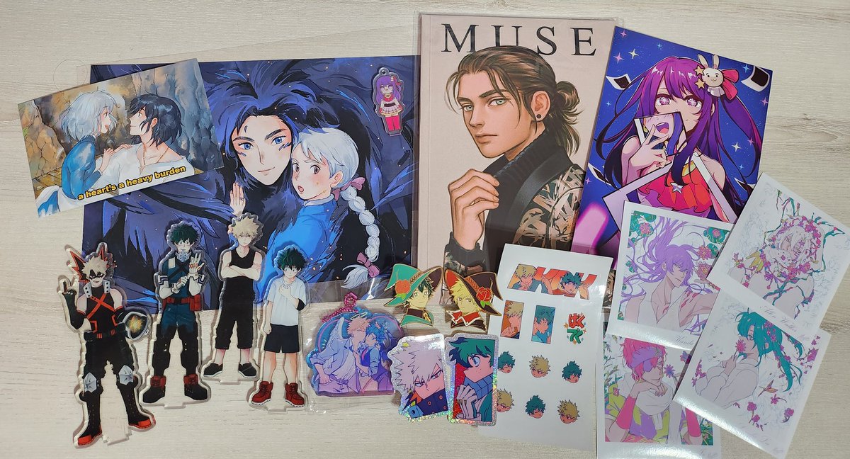 anoksunn's tweet photo. The amount of control I had not to buy everything bnha related I saw at Doujima today was insane but I had a very good haul 💖💖 https://t.co/DsjtztJmpA