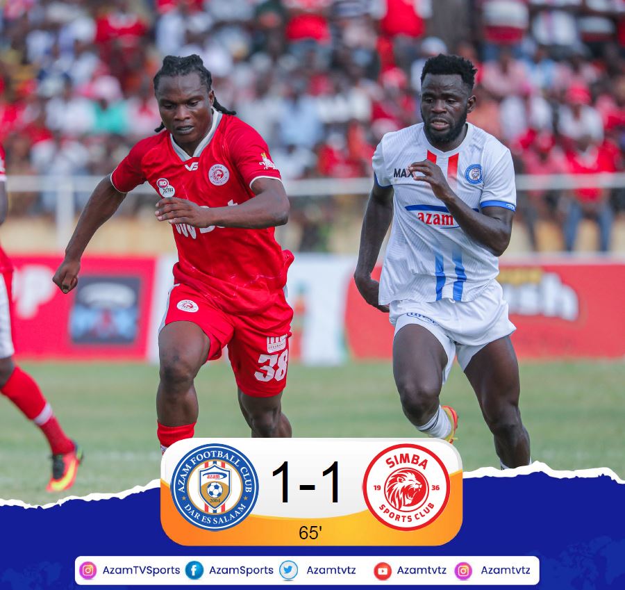 azamtvtz's tweet photo. 65โ | #NusuFainaliASFC
Azam 1-1 Simba
LIVE #AzamSports1HD
#ASFC #AzamSportsFederationCup #MzizimaDerby #ASFCMtwara #AzamvsSimba #AzamFC #SimbaSC #AzamSimba #ASFCSemiFinal https://t.co/JJjt6ieihI