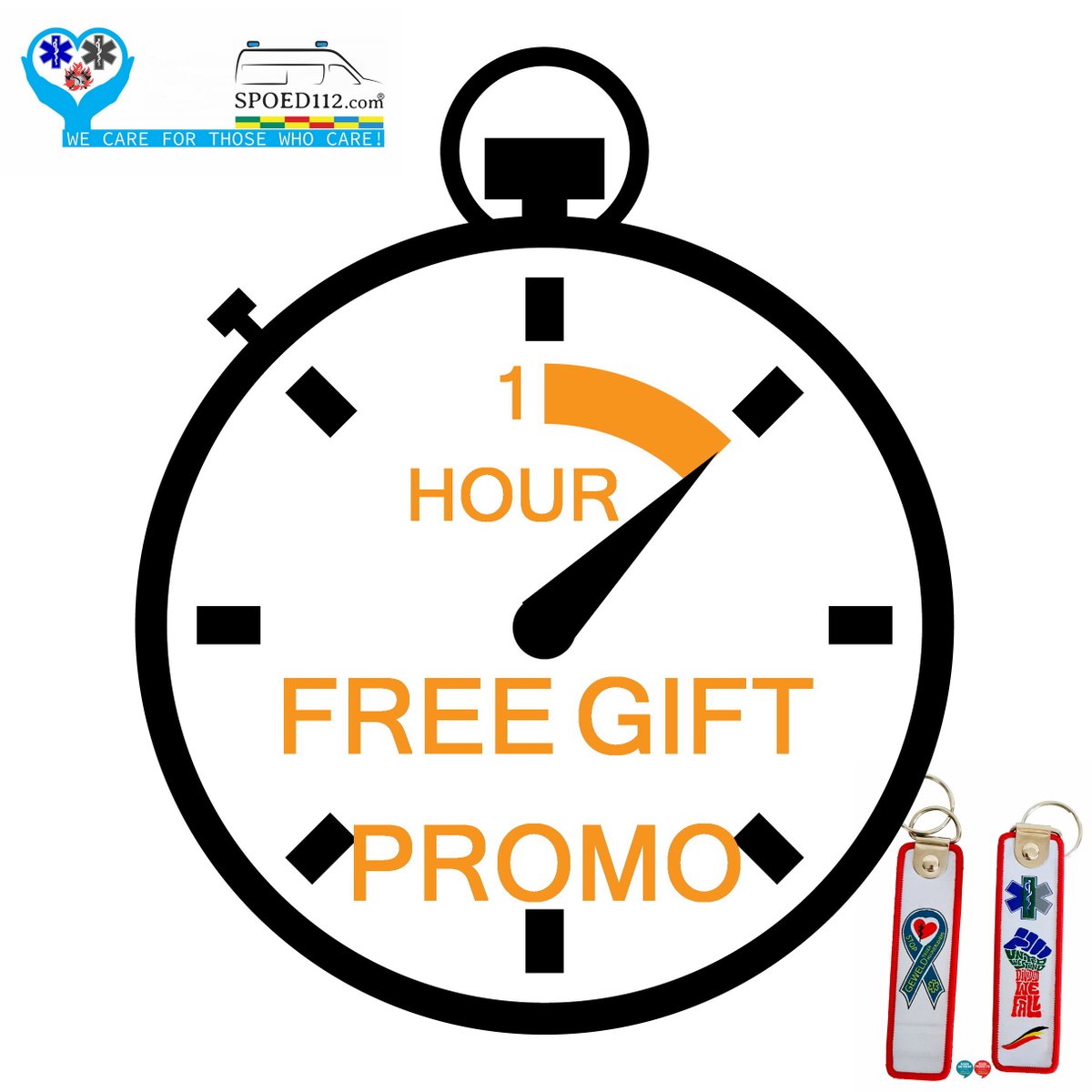 1 UUR FREE GIFT PROMO: bij alle orders die vandaag (07/05/2023) tussen 12.00 en 13.00 binnenkomen steken we de sleutelhanger STOP GEWELD TEGEN HULPVERLENERS / UNITED WE STAND – DIVIDED WE FALL (2zijdig ontwerp) bij ter waarde van 5,90€!
spoed112.com/product/sleute…