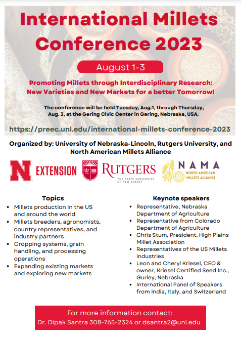 JoannaKP's tweet photo. Recently announced - International Millets Conference in Nebraska, USA, 1-3 August 2023. https://t.co/XzeXCKoo4g
#LetsMillet #SmarterFoods https://t.co/TqUoIxuayR