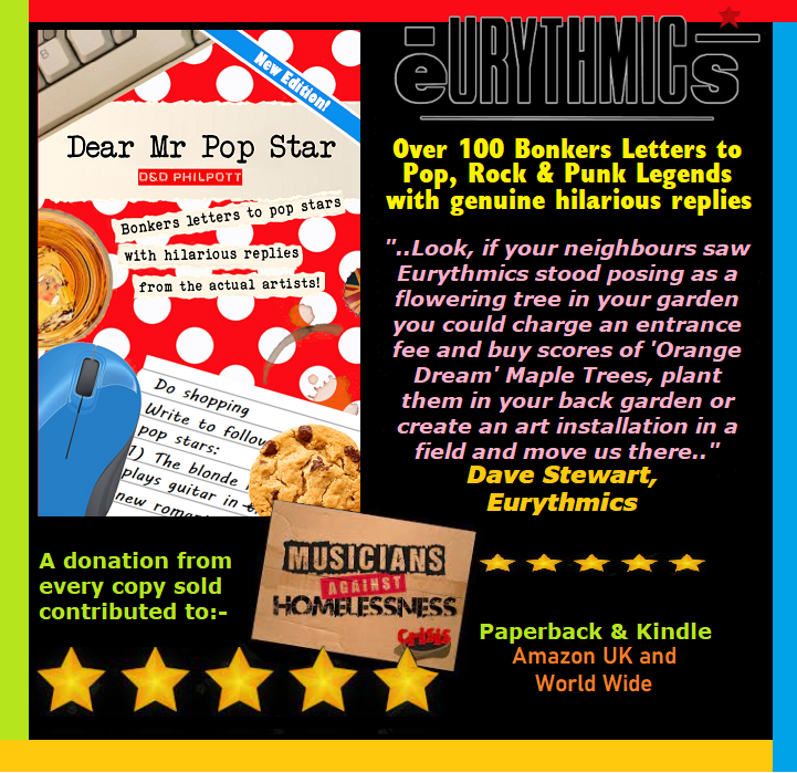 DerekPhilpott's tweet image. Our new book is out now with a big donation from every copy sold to @MAH_Gigs (£1,370 raised already).
@DaveStewart gave us a cracking reply @eurythmicsultim @Eurythmics @ethrillnet   It's at amzn.to/406zmc0 amzn.to/3HBAw