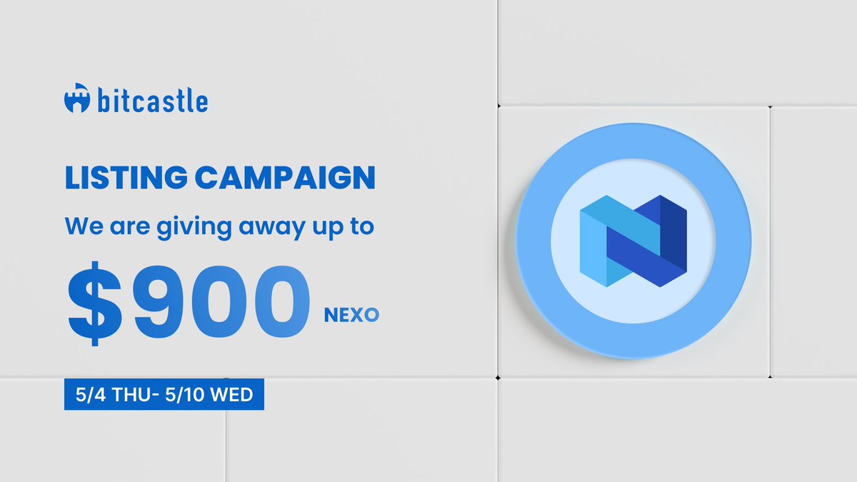 bit_castle's tweet photo. 🎉Listing Campaign🎉 
／ 
You can get up to $900 ‼ 
🎁Nexo（ $NEXO ) 
＼ 
1⃣Refferal👥 
2⃣New registration📱 
３⃣Follow RT🔁 

https://t.co/dve5YfWI6h 

#Crypto 
#Cryptocurrency 
#Airdrop 
#Airdrops 
#AirdropCrypto 
#Giveaway 
#Giveaways https://t.co/4YmgbDOnfk