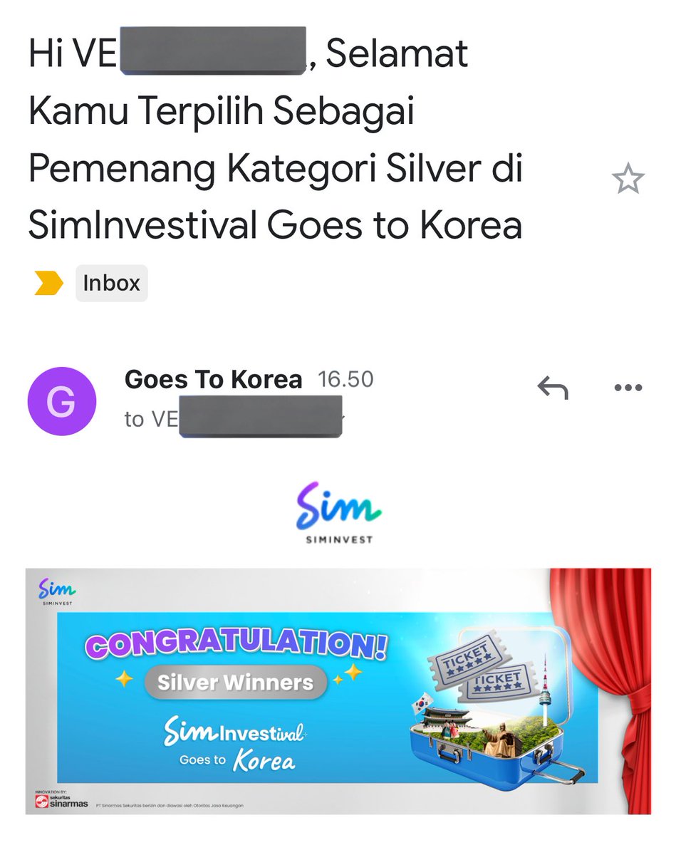 Ya Allah aku dapat silver winner 😭😭😭😭😭😭 terima kasih @siminvest_id 
My precious TaeTae I’ll come to see you 😭😭😭💜💜💜