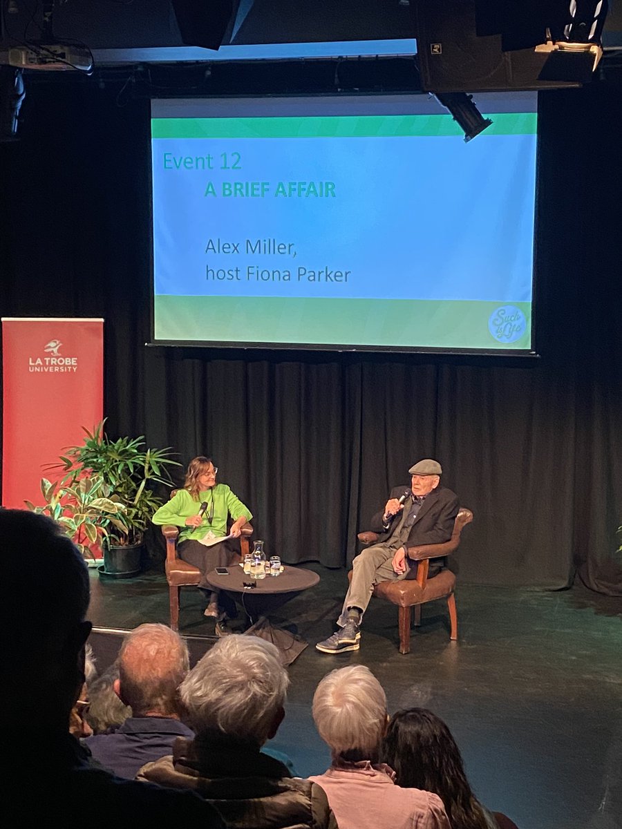 violetranter's tweet photo. Terrific sess @bgowritersfest with Alex Miller, hosted by ABC’s Fiona Parker. Lovely theatre, fun chat. https://t.co/Kl7j30T9f4