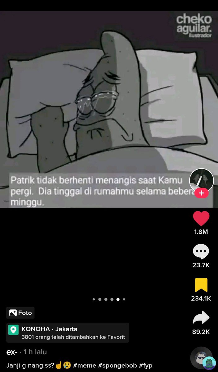 cw // tiktok  💚 siapa yang udah liat ini cungg sumpah aku nangiss banget sampe sesenggukan nontoninnya 😭😭😭🥺 konteks Ini surat dari Squidward untuk Spongebob yg udah meninggal 🥺