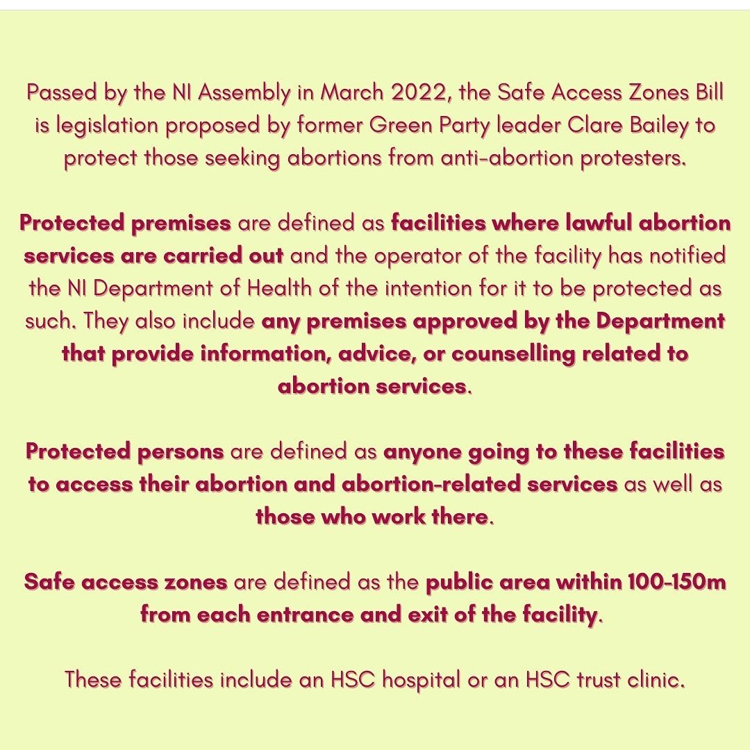a4cderry's tweet image. Today is a historic day!!

And to celebrate we are nicking these brill explainers from @ClurBailey @QUProjectChoice which instruct how to proceed to ensure the PSNI enact Safe Access Zones and ensure safe access to healthcare without harassment!

We all have a part to play!