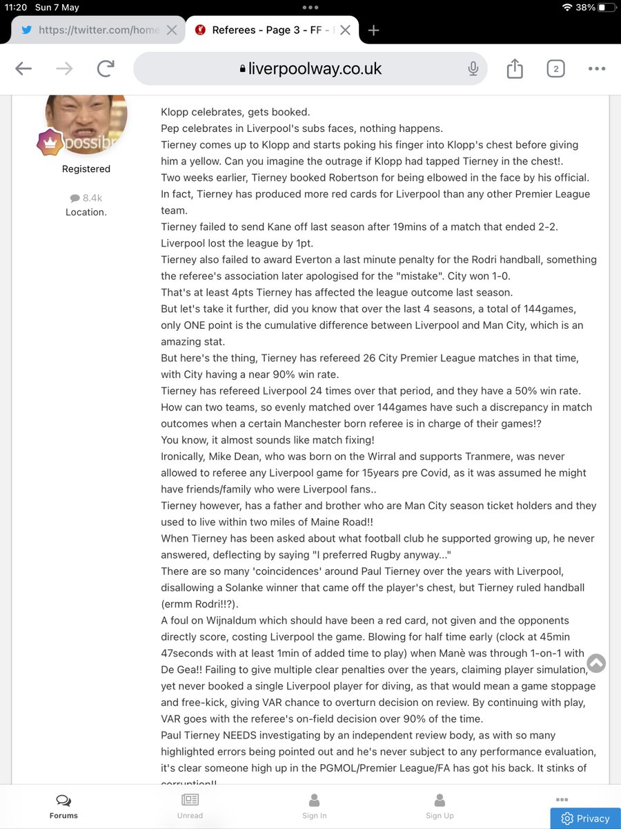 <a href="/LfcShaunjudge/">Shaun</a> Taken off Facebook and off the Liverpool Way so might not have got it all on but it definitely needs highlighting about that corrupt cunt Paul Tierney