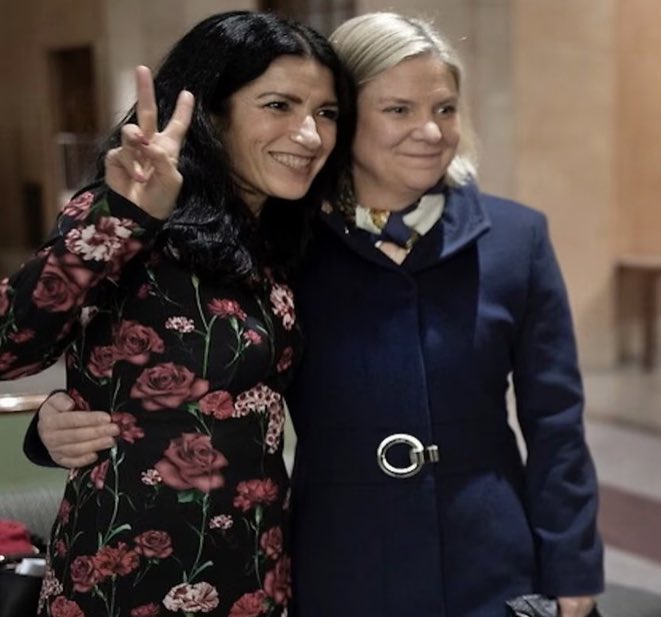 katjanouch's tweet photo. Den här individen - som köpt sin makt genom ett hemligt och odemokratiskt miljardavtal med en kommunistkurd bakom svenska folkets rygg - tycker alltså hon har rätt att gapa om vad som är hot mot demokratin i Sverige.  #svpol #migpol https://t.co/4mvnOQYaq4
