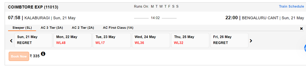 rlyhydka's tweet photo. !!You have avoided trains!!

No berths available till June in all trains b/w #Kalaburagi to #Bengaluru
 
#DoubleEngineSarkara what stops you run Dedicated train?
#NoTrainsNoVotes
@blsanthosh @RailMinIndia @AshwiniVaishnaw @DrmSolapur @Central_Railway @narendramodi @SWRRLY @drmsbc https://t.co/PCw2pqNeLI