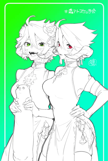 昨日深夜に並んでくださったレジェヘアアウラちゃん ̖́-  #森アトスケッチ会 #森アト_Meteor