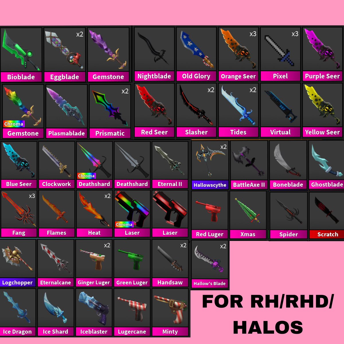 fleuirea's tweet photo. TRADING MM2 and ADOPT ME / AM for RH/HALOS

LF: autumn22 val21 lucky21

🌀mainly 1 value:1K RHD ratio

❗️MM/MW ONLY

#royalehigh #royalehightrades #royalehightrading #adoptmetrades #adoptmetrading #mm2trades #adoptmecrosstrading #RoyaleHighHalo 
halo halos godlies godly chroma https://t.co/lVZGJwnB9f