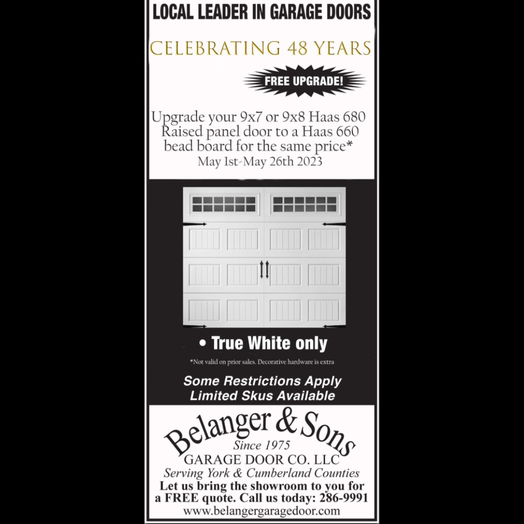 belangergaragedoor.com
Serving Southern Maine since 1975