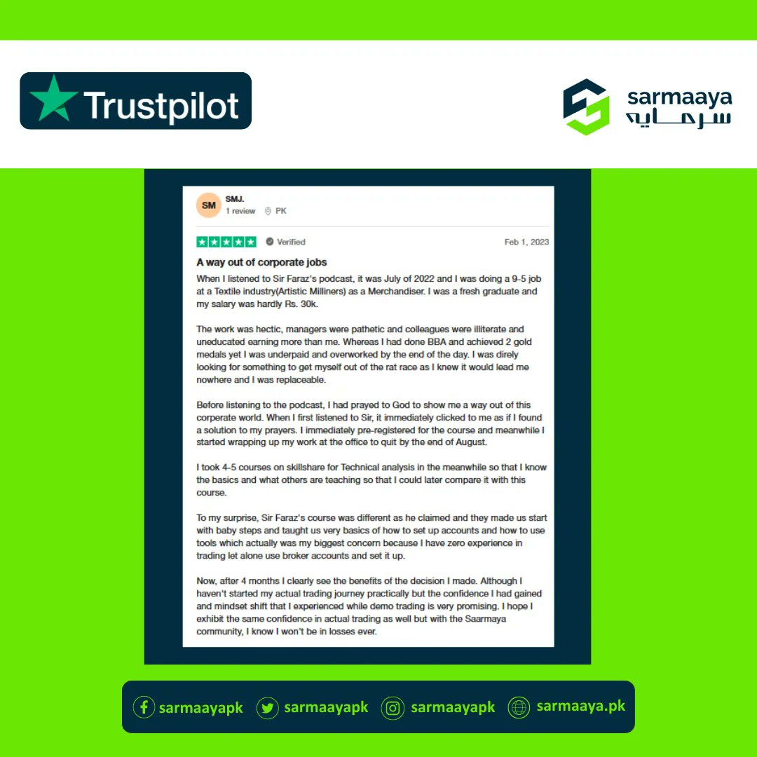sarmaayapk's tweet photo. Stay Ahead of the Game with Sarmaayโs Training Courses That Help Students Stay Abreast of Changing Market Trends.
#sarmaayaFinancials #sarmaayatraining #changingmarkettrends #studentsfeedback https://t.co/786E0scbLN