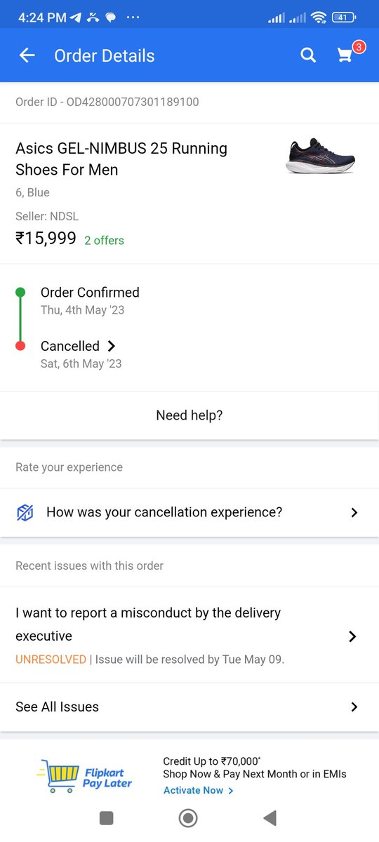 ianikeet's tweet photo. @flipkartsupport @Flipkart I have paid but but some of issue cancel order(recieved differ size so cancelled bcoz product eligible open box delivery so cancelled) when will I get refund https://t.co/V00HZlIPKU