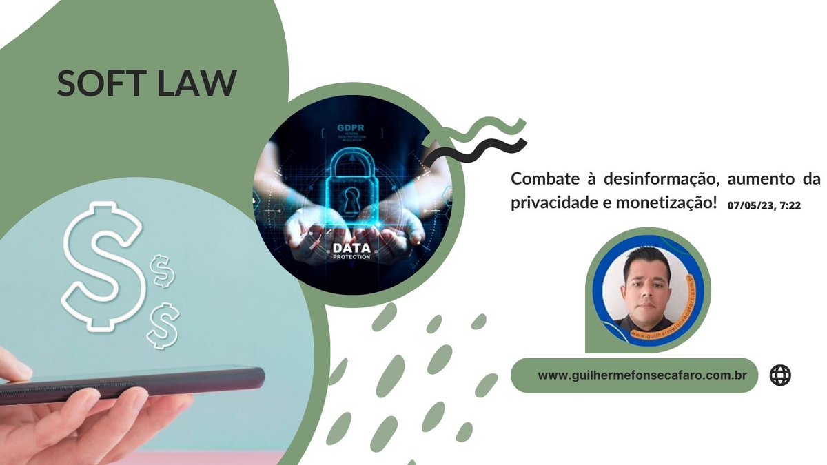 📲Soft  law no combate à desinformação, resgate da privacidade e monetização! 
🔓Em texto e áudio.
⏭️Acesse, : ⤵️ guilhermefonsecafaro.com.br/post/softlawco…

#softlaw #desinformação #privacidade #monetização #discursodeódionão #fakenewsnão