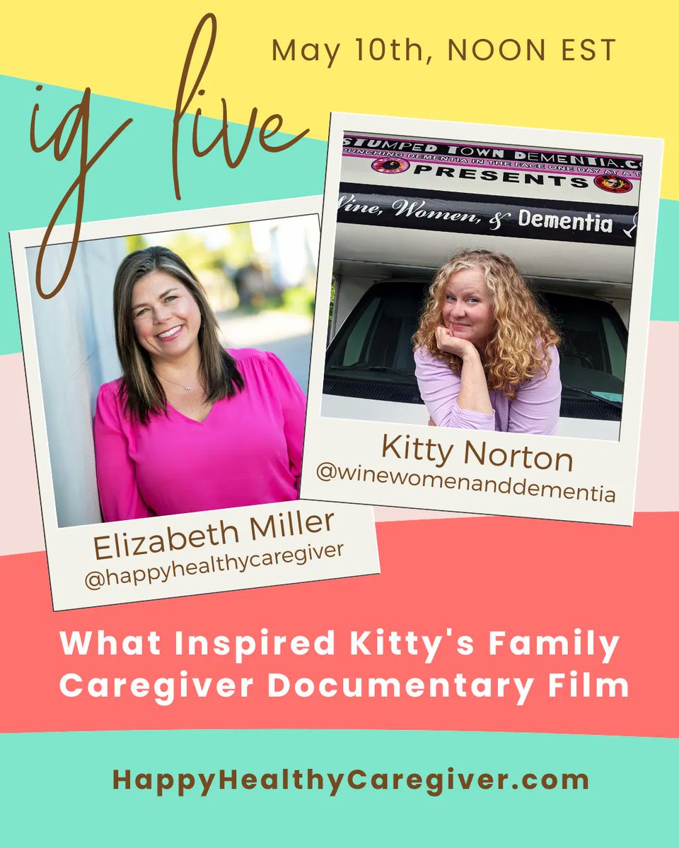 Join me and Kitty Norton this Wednesday to learn what inspired her family caregiver documentary 'Wine, Women, & Dementia'. Ask your questions, too!
This Wednesay at noon ET on the Happy Healthy Caregiver Instagram account.
#caregiving #familycaregiving #dementia #dementicaregiver