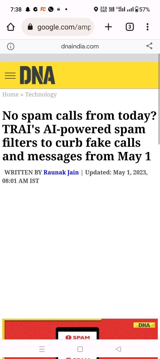 It's fake news I guess uske baad se to or jyda call aane Lage he <a href="/TRAI/">TRAI</a> jab kuch kar nahi sakte to news ku banate ho <a href="/JioCare/">JioCare</a> <a href="/Airtel_Presence/">Airtel Cares</a> <a href="/Truecaller/">Truecaller</a> 
<a href="/Jantaki_Aawaz/">जनता की आवाज़🕯️</a>