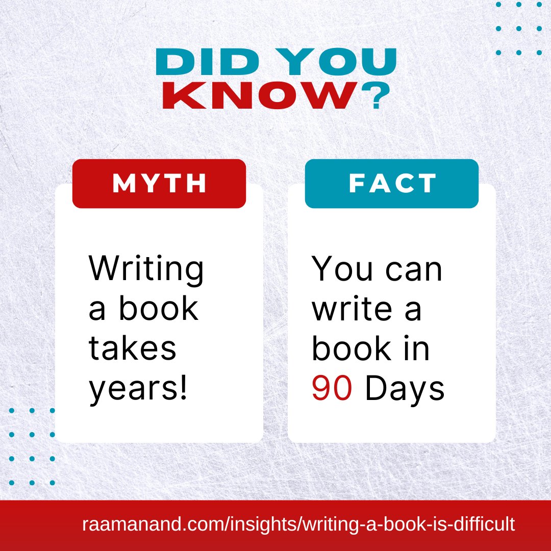 raamanand's tweet image. Don't believe the myth that #writingabook takes years! 
With our 90-day #writingprogram you can learn how to #writeabook quickly and with ease. 
stardompublishing.com