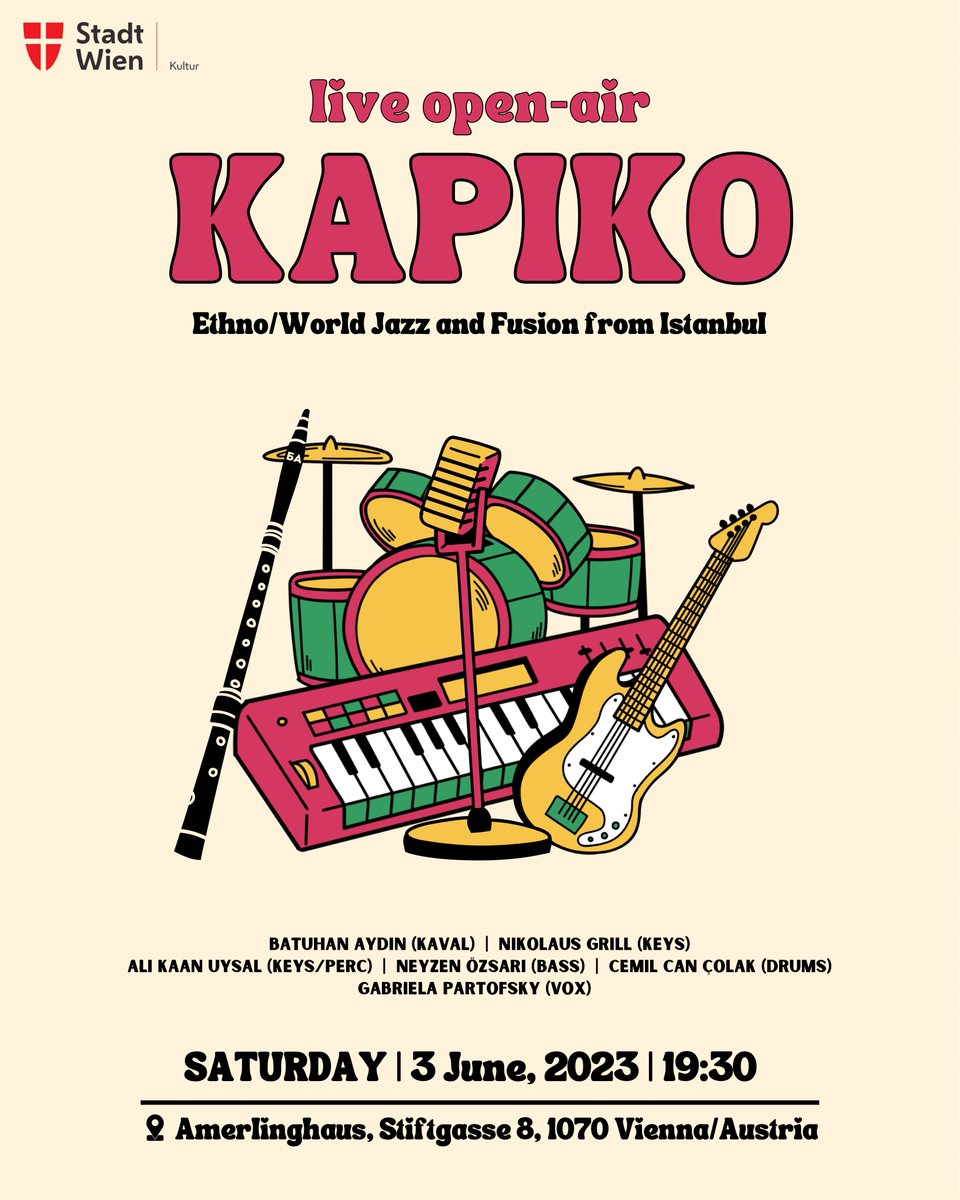 kapikoband's tweet photo. Hallo🤩 3 Haziran Cmt. akşamı, Viyana'da muazzam bir açıkhava konseri gerçekleştireceğiz🚀 @Stadt_Wien tarafından düzenlenecek olan bu konsere, civardaki tüm dostları bekleriz❤️‍🔥🧿 Bis bald in #Wien! 

#ethnojazz #fusion #live #vienna #austria
@TC_ViyanaBK @TC_Viyana @OzanCeyhun https://t.co/eRGsxHCueX