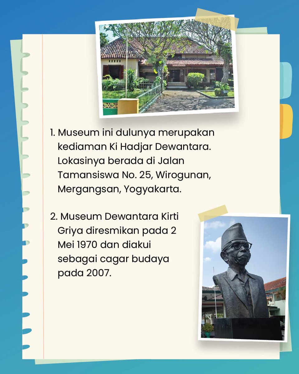 Kemdikdasmen's tweet photo. Pernahkah #SahabatDikbud berkunjung ke Museum Dewantara Kirti Griya? Museum yang diresmikan pada 2 Mei 1970 ini dulunya merupakan kediaman Ki Hadjar Dewantara, di Yogyakarta. Yuk, intip museumnya!

#MerdekaBelajar #Hardiknas2023 #InfoDikbud https://t.co/ytKlN3v2C9