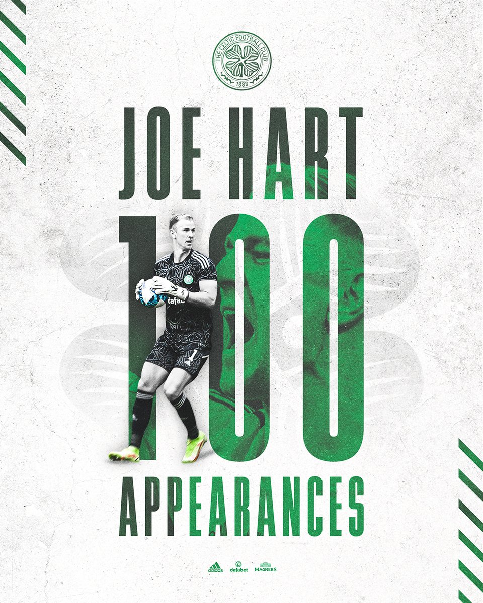 CelticFC's tweet photo. 💯🍀 Congratulations to Joe Hart, who is set to make his 100th #CelticFC appearance this afternoon!

Super Joe Hart! 🧤💚 https://t.co/E2Iks3ha2O