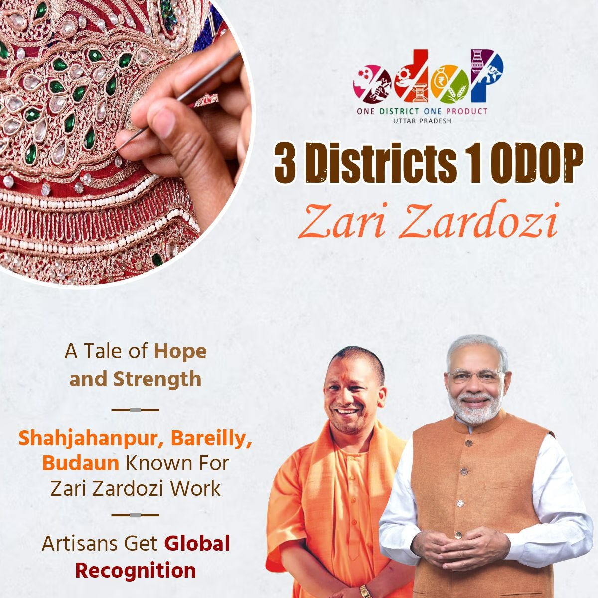 The double engine government has been taking steps to bring the work of Zari Zardozi into the spotlight in order to improve exports, which will lead to enhancements in the lives of the artisans.
#TripleEngineUP