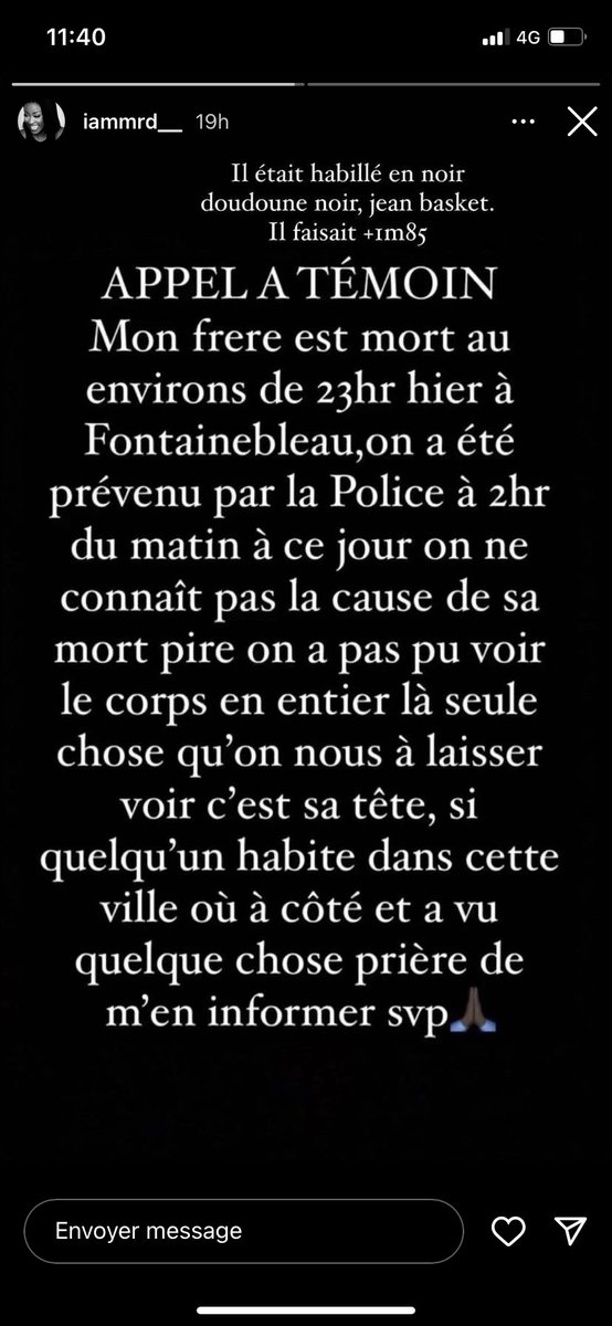 LopesSophie's tweet photo. Bonjour tout le monde, 

Il s’est passé quelque chose de grave à Fontainebleau dans la nuit de vendredi à samedi . Un jeune homme est mort vers 23h retrouvé vers 2h du matin. Si vous avez des infos veuillez me contacter en DM ! Que sa famille puisse faire le deuil 🙏🏽 https://t.co/4PVDMRLtxl