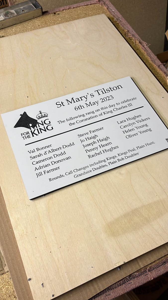 MiniPealBoards's tweet image. RfK plaque done for my local tower :-)