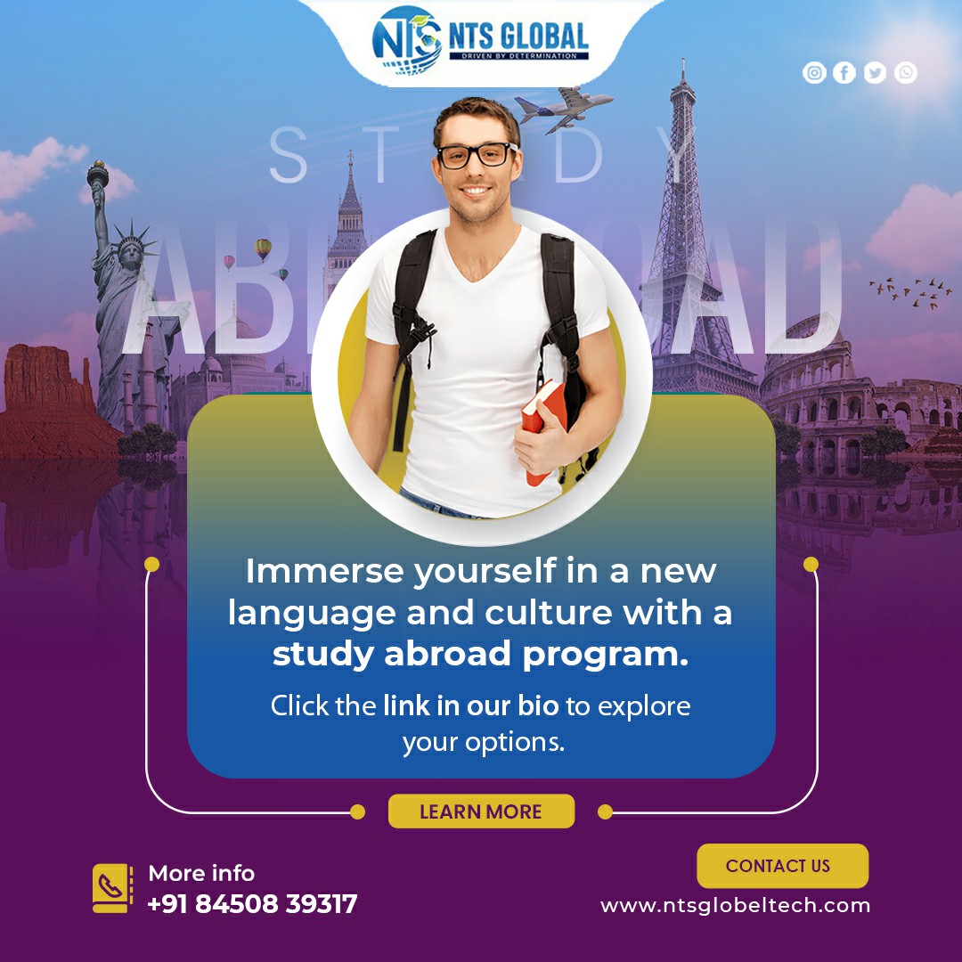 NTS_Global's tweet photo. Immerse yourself in a new language and culture with a study abroad program.

Click the link in our bio to explore your options.

Call: +91 8450839317
visit us: https://t.co/aYBpBPhPzY

#ntsglobaltech #ntsglobal #training #industryexperience #AbroadEducation #UK #USA https://t.co/sk5MperR81