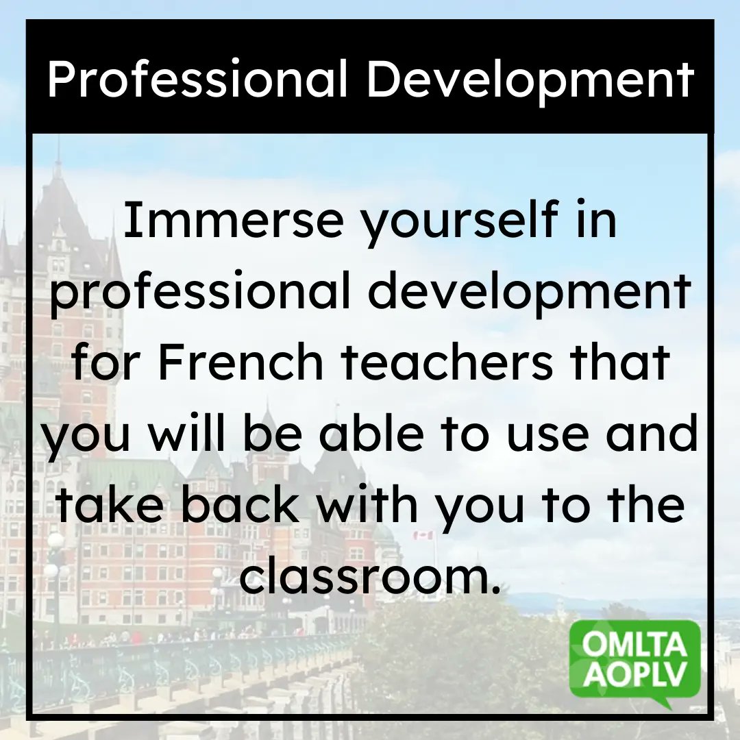 OMLTA's tweet photo. Swipe for 5 reasons why you should join Projet à Québec this summer! 

Apply for Projet à Québec before Friday, May 19th, 2023 at: https://t.co/vZ9LuEN20H

#omlta #ontarioteacher #ontarioeducation #professionaldevelopmeent #ontario #frenchteacher https://t.co/ps1mee7TC9