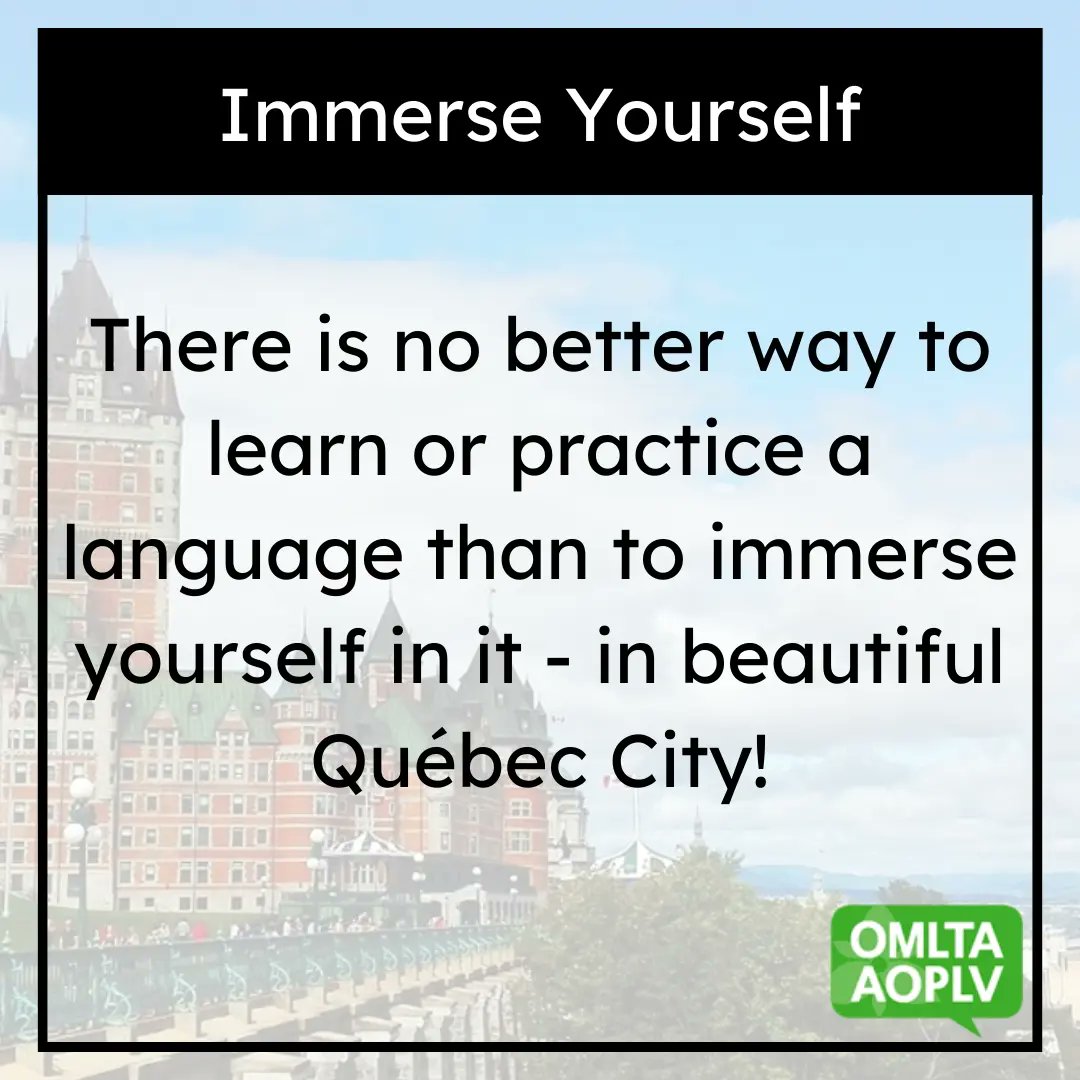 OMLTA's tweet photo. Swipe for 5 reasons why you should join Projet à Québec this summer! 

Apply for Projet à Québec before Friday, May 19th, 2023 at: https://t.co/vZ9LuEN20H

#omlta #ontarioteacher #ontarioeducation #professionaldevelopmeent #ontario #frenchteacher https://t.co/ps1mee7TC9