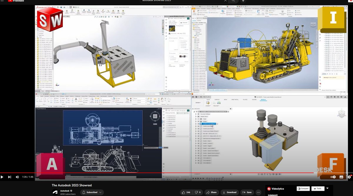 Neil_Tech3D's tweet image. When Solidworks makes an equal number of appearances in the Autodesk main corporate showreel as Inventor, you know things are getting a bit weird... but seriously, who put Solidworks in the showreel??