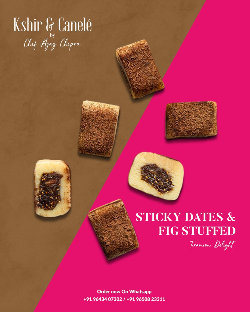 KshirCanele's tweet photo. Sticky Dates & Fig Stuffed Tiramisu Delight is geared to lift up your spirits this weekend.
Place your order today.
+91 96434 07202 / +91 96508 23311
#mithaibox #delicacies #fig #tiramisu #mithailover #mithai #indiansweets #taste #sweettreat #sweets #sweettooth #delhi #gurgaon https://t.co/Coc3h1mvRU