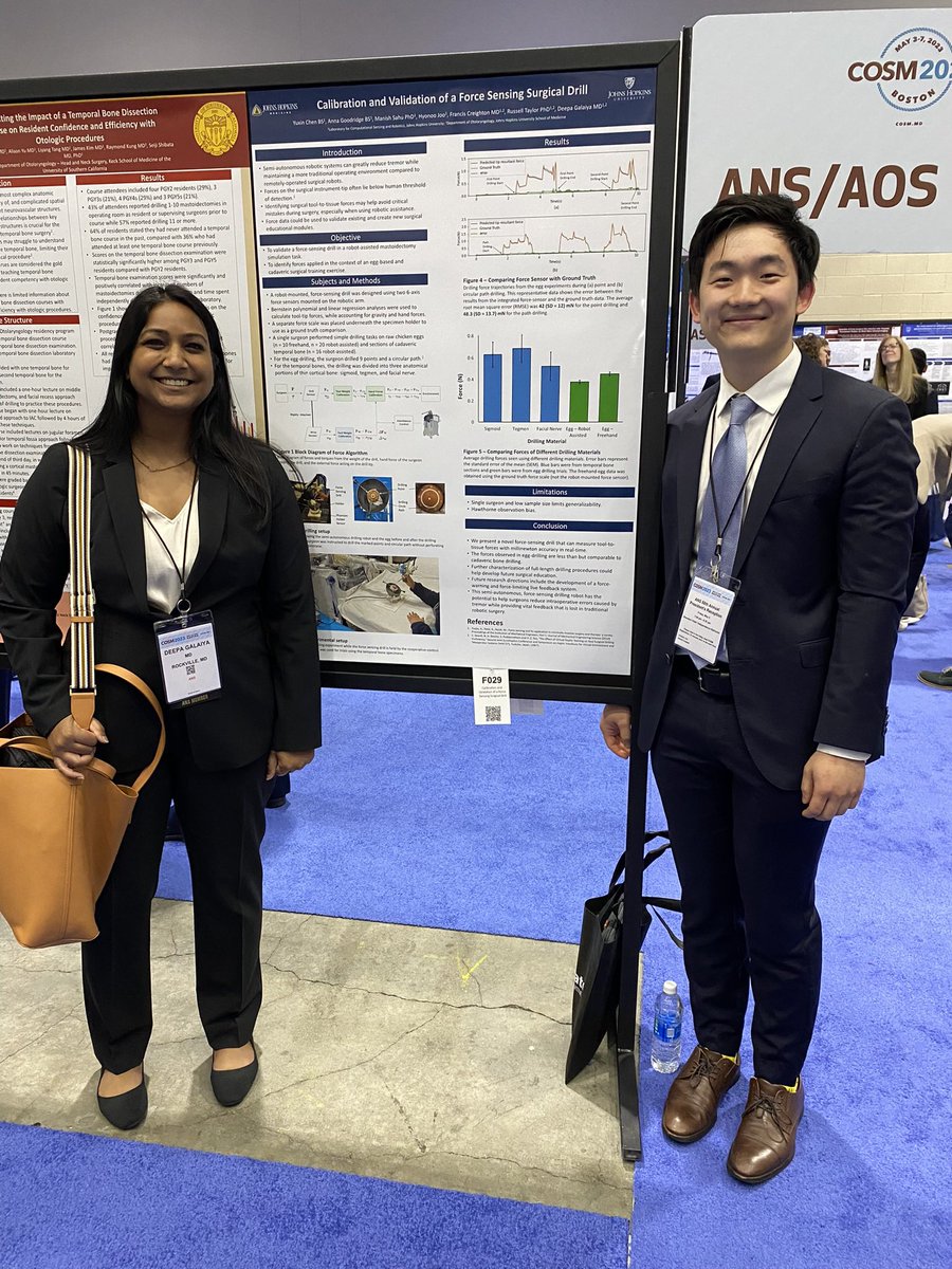 Strong work from MS2 Hyonoo Joo presenting data from our team’s force sensing surgical drill at this year’s #2023cosm in Boston, MA.