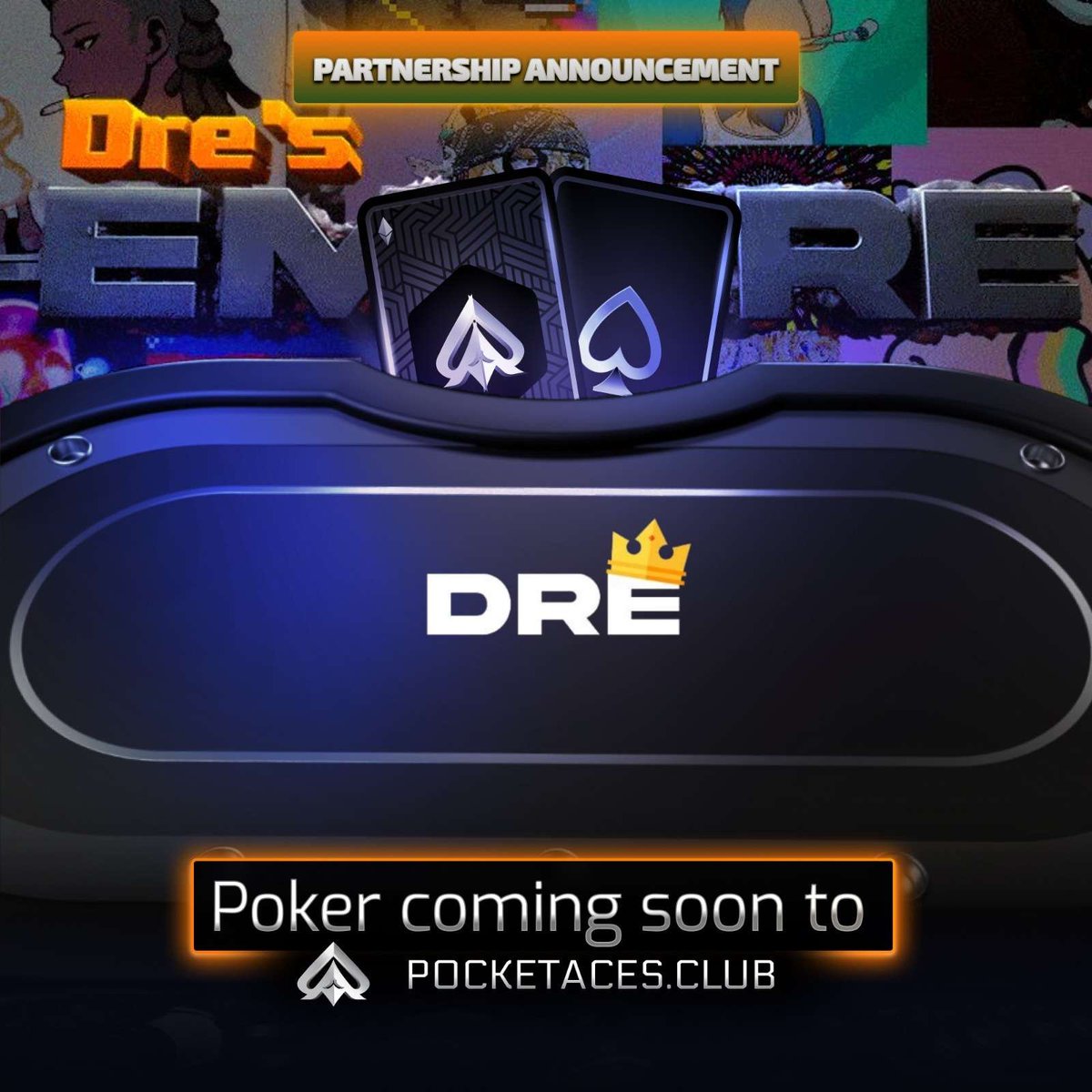 EmpireAlphaHQ's tweet photo. We are pleased to announce a partnership with @pocketaces_club  

We look forward to host poker tournaments on their upcoming poker platform launching soon binging more value to all our holders! 

Go check them out! https://t.co/HZMCzjGJZY