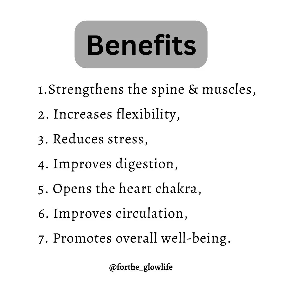 Benefits of Bhujangaasan. 

#Yoga #HealthyLiving #healthandwellness #practiceyoga #bhujangasana #healthyhabits #mentalhealth #fitness #weightloss #yogapose #yogaasana #healthandfitness #yogapractice
