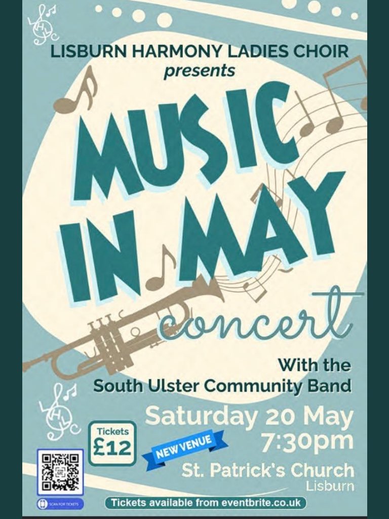 Get your tickets for a fabulous night of music at #MusicinMay - 20th May at St Patrick’s Church, Lisburn 🎫: eventbrite.com/e/512154727577 #supportlocalni #lisburn