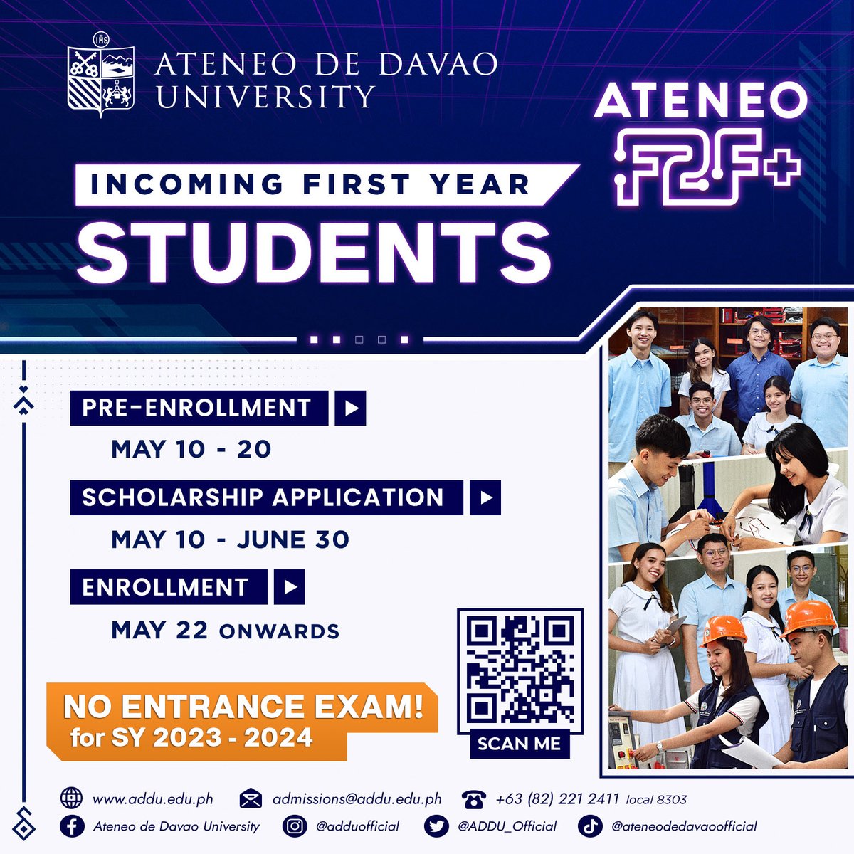 ADDU_Official's tweet photo. 🎓👨‍🎓👩‍🎓 ENLIST NOW FOR THE ADDU F2F+ | 👨‍💻👩‍💻 Combining face-to-face and digital learning for a dynamic student experience! Our innovative approach enhances personalized engagement with interactive resources and flexible accessibility. Don't miss out - classes start in August. Enlist online today! #ADDUF2F+ #innovativelearning #personalizededucation