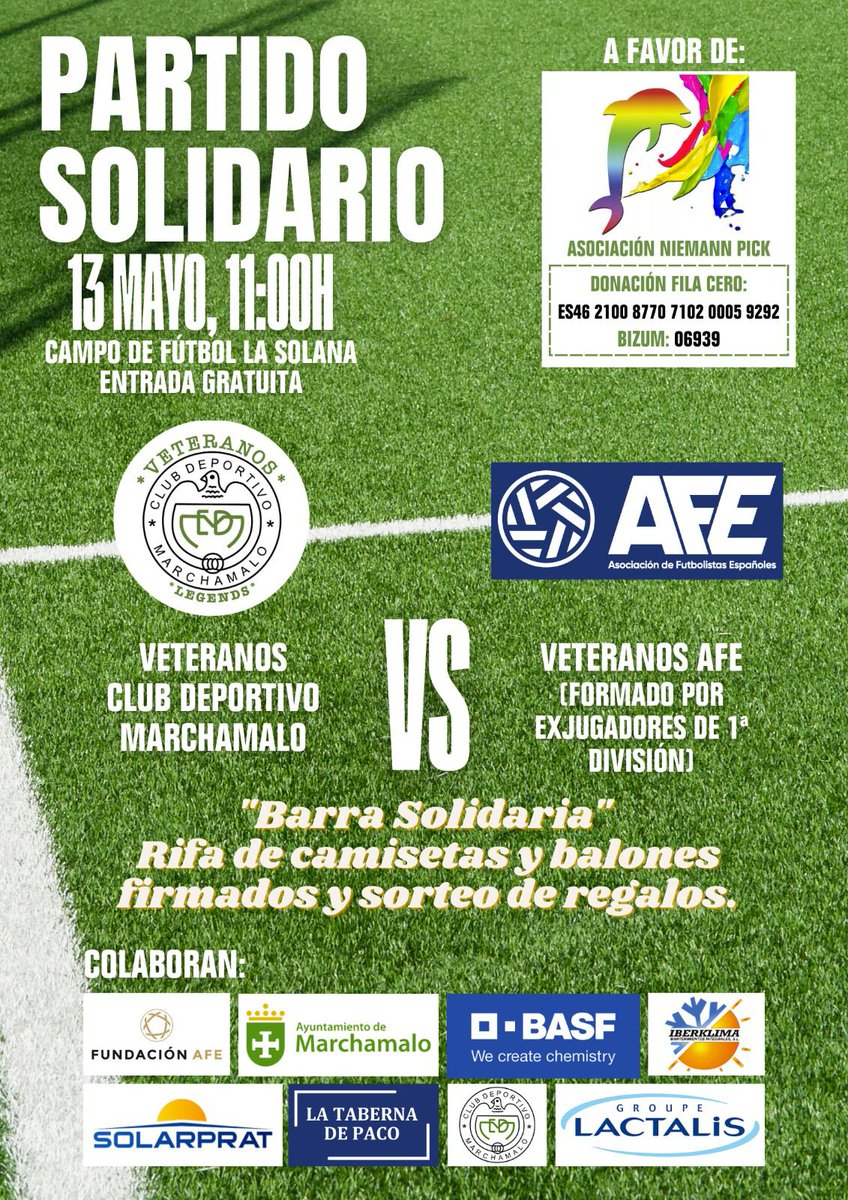 El sábado 13 tenemos una cita en Marchamalo por una buena causa. Os esperamos a todos.
Se agradece difusión.
<a href="/afefutbol/">AFE</a>
