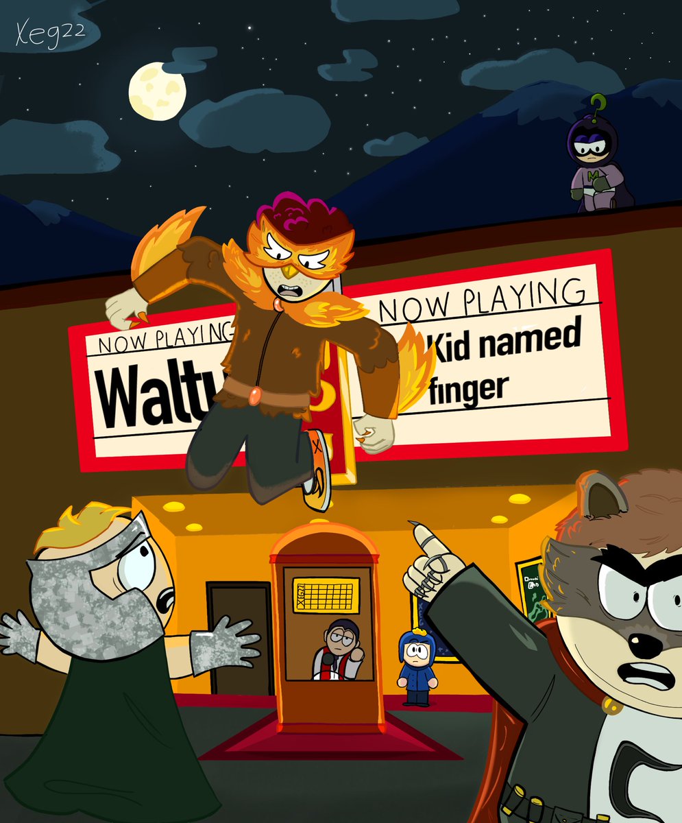 Xeg22's tweet photo. Finished this yesterday! Fanart for south park!
The Coonnn and Professor Chaos meets Scott, or “The Rooster”!
Cartman clearly isn't happy
.
.
.
. 
#southparkfanart #art #southpark #fanart https://t.co/7lqpIJnFbl
