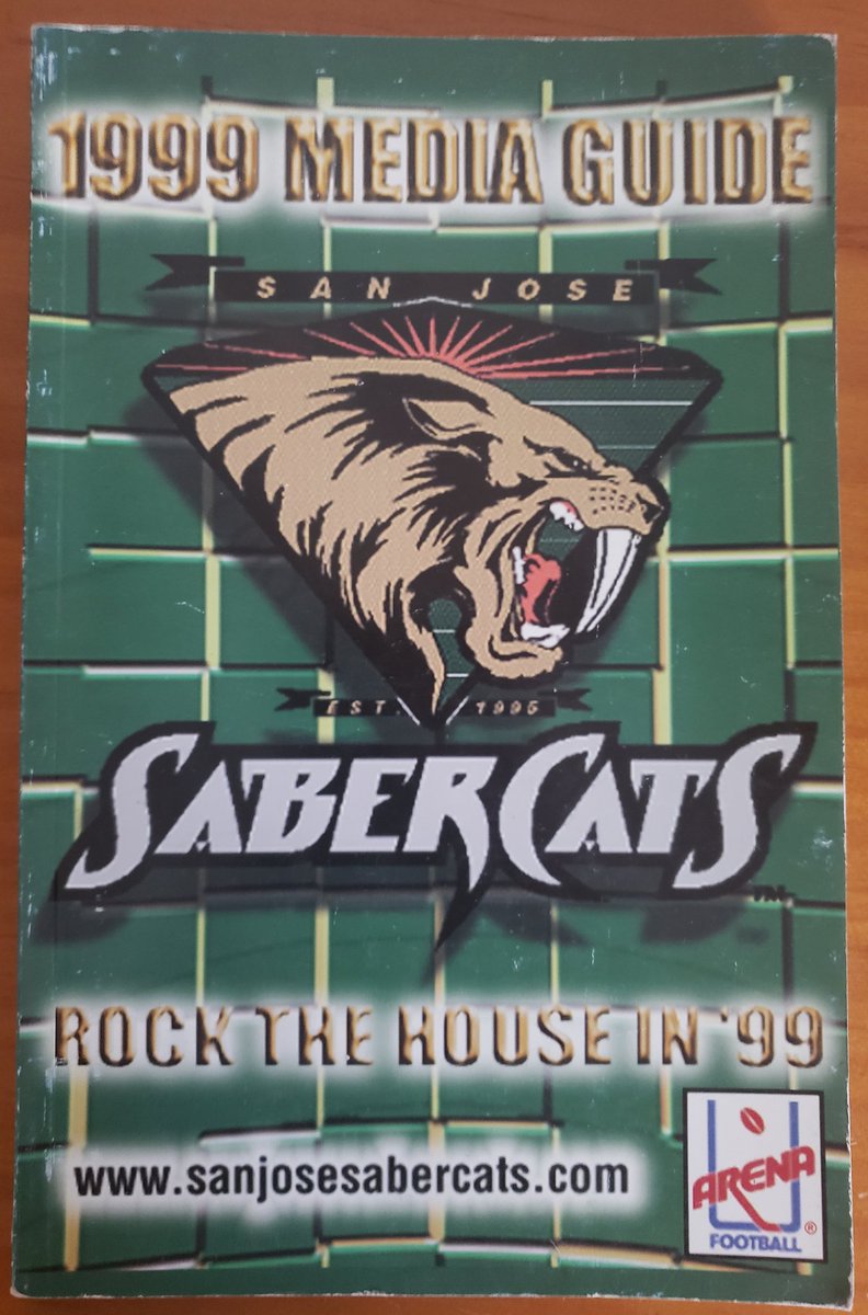 ArenaFootballTV's tweet photo. 1999 Season #SanJoseSaberCats #MediaGuideSZN #AFLHistory @OfficialAFL @_deadfootball @ArenaFan @osctoday @WeekInArenaBall @AFL_ShanSingh @LeeHuttonIII @CoachPapin @CoachOSmith https://t.co/XIVEN2Q3y9