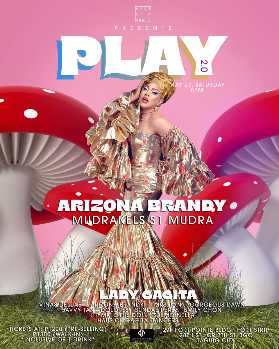 ladygagitaofcl's tweet photo. Una n'yo siyang napanood sa #Mudrakels, san n'yo kaya siya mapapanood next? π€ Siyempre sa PLAY! Here's @arizonabrandy, ang tanggera ng Haus of Gagita!
Lady Gagita with fab guest queens repeats the show at Empty Stomach BGC, May 27 at 8PM! π
25 tickets left! #GagitaPlayAgain https://t.co/m16jsdUkaC