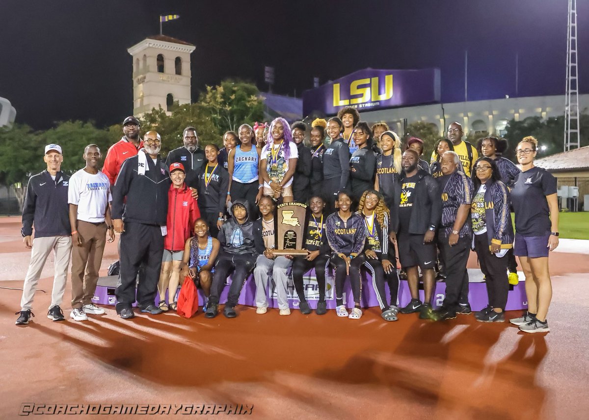 GeauxPrepsLA's tweet photo. Class 5A Girls' was so competitive it needed TWO champions!

Scotlandville and Zachary each totaled 70 points Saturday night to share championship honors.

The two teams combined for eight 1st place finishes!

📸 @MichaelOdendah4 https://t.co/AYbzwqj19g