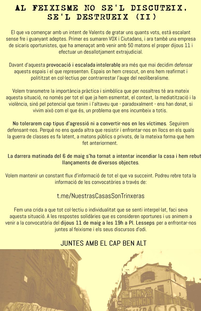 ♦️CONTRA EL FEIXISME, ACCIÓ DIRECTA♦️
Sobre el que està passant al Kubo i a La Ruïna