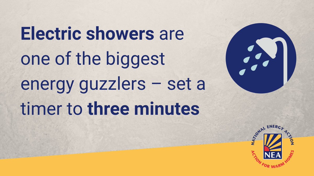Electric showers can use a lot of energy. Try to set a timer to ensure you’re not wasting money down the drain. #EnergySavingTips