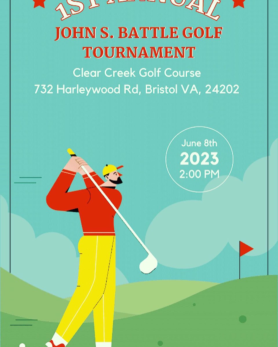 We are still looking for hole sponsors for the upcoming golf tournament!

⏰ June 8, 2023 2:00PM 
📍Clear Creek Golf Course, Bristol VA
💰$125 per hole. 

You can sponsor more than hole!

All proceeds benefit John S. Battle football.
