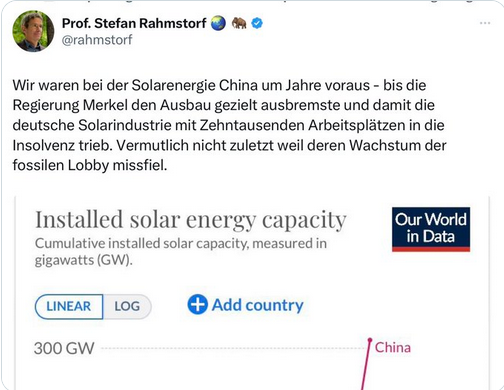 fridays_freedom's tweet image. #Rahmstorf stellt sein völliges volkswirtschaftliches Unwissen zur Schau, das er durch übelste #Verschwörungstheorien ersetzt.
Die dt. #Solarindustrie war, bei an alle gleichermaßen gezahlten Subventionen, preislich nicht mehr konkurrenzfähig.
Die Regierung hätte die…
