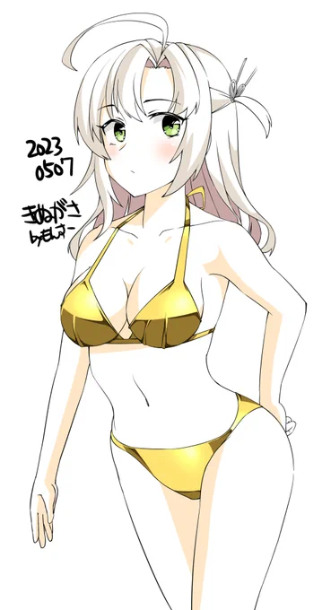 衣笠。GW最終ネタ、ゴールデンがっさ。早めにやったので時間前にうp #艦これ版深夜の真剣お絵描き60分一本勝負 #艦これ版真剣お絵描き60分一本勝負_20230507