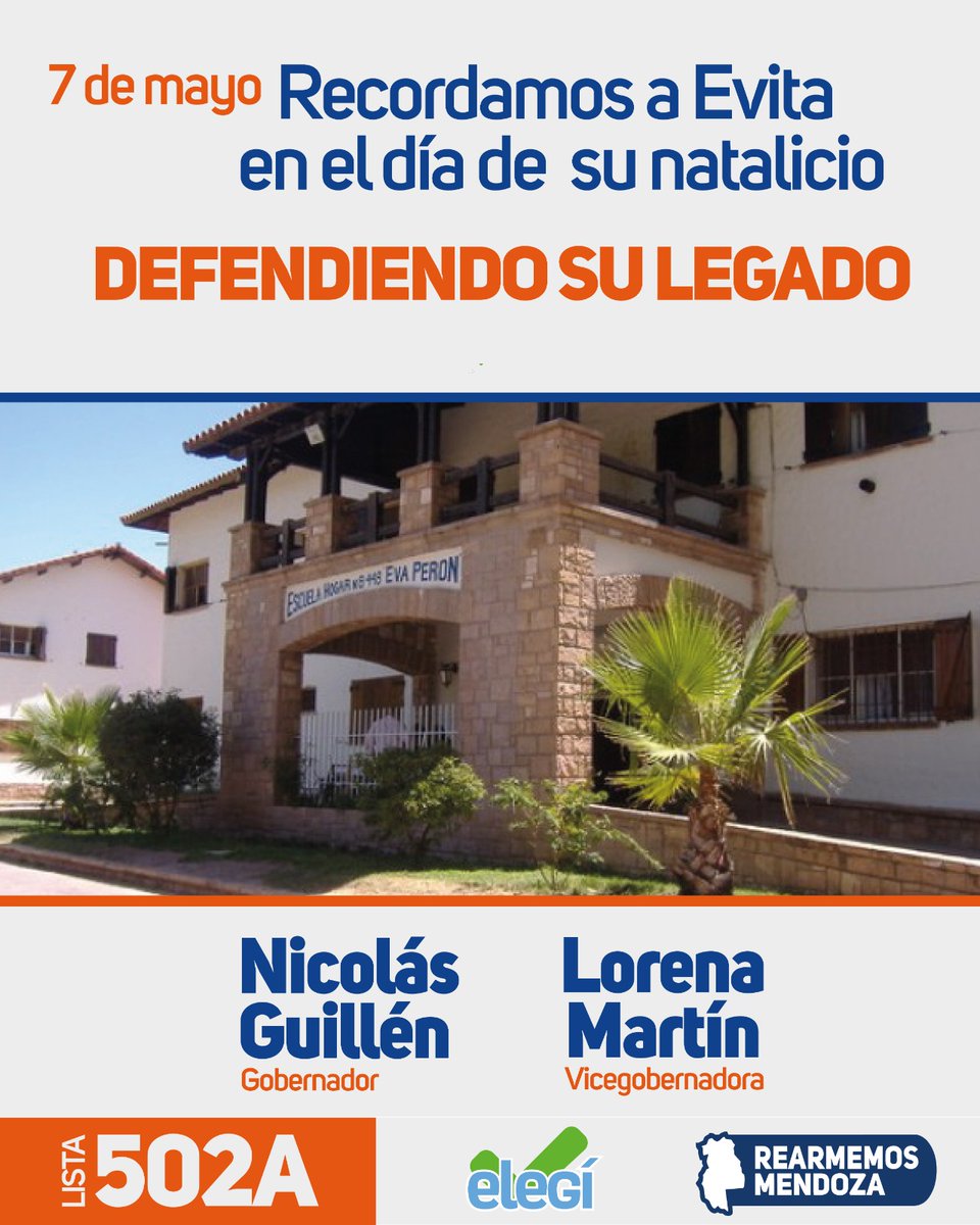 MartinLorena_ok's tweet photo. En el día del natalicio de Evita la queremos recordar defendiendo su legado.

Queremos ser un gobierno que cuide y mejore estos espacios para toda la comunidades mendocinas y que sea un lugar donde siga viviendo el espíritu de ayuda y lucha de Evita.

#RearmemosMendoza
#elegi https://t.co/NUvA6fiU15